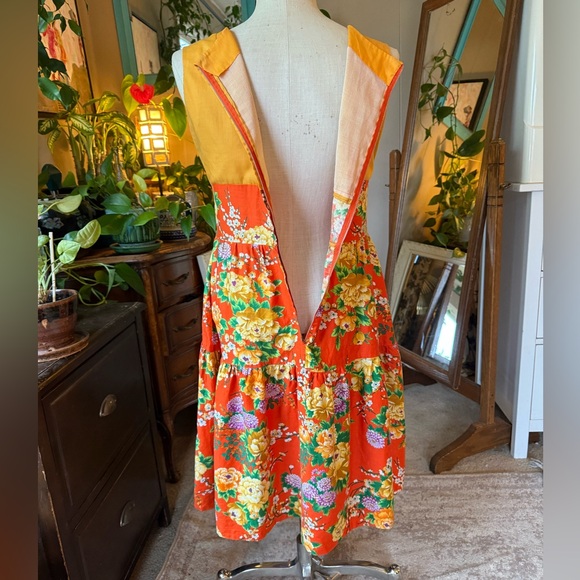Vintage Orange Floral Fit And Flare Dress, Size Medium - Picture 7 of 12